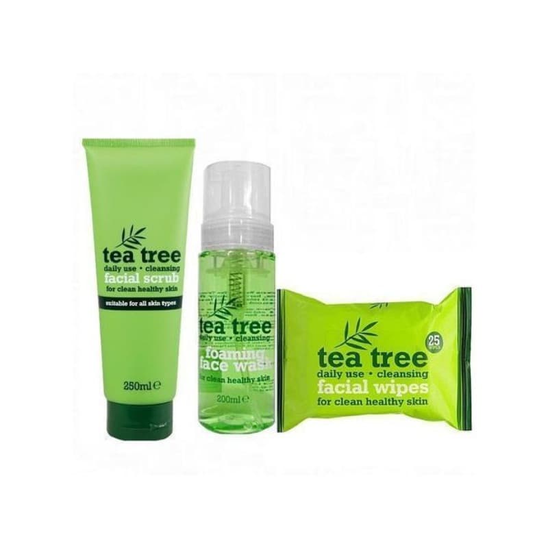 XBC Tea Tree Clear & Healthy Skin Care Kit - 3-In-1 Combo (Foaming Face Wash 200ml + Facial Scrub 250ml + Cleansing Facial Wipes )