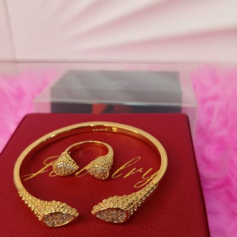 Gold color bracelet with Ring